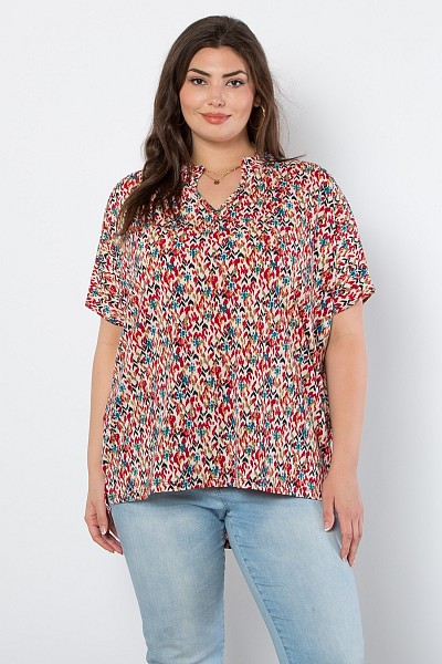 PT11562 WRINKLE FREE PRINT TOP